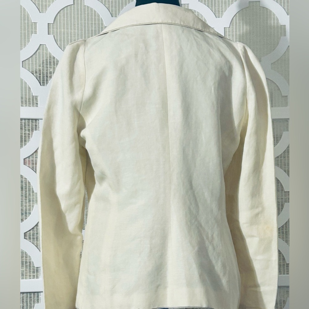 MARIMEKKO LARGE LINEN BLEND CREAM IVORY WHITE BLAZER JACKET VINTAGE DESIGNER - Picture 4 of 16